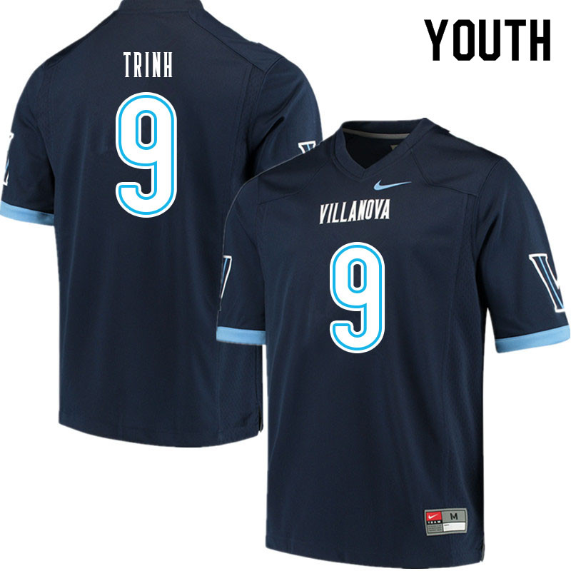Youth #9 Ty Trinh Villanova Wildcats College Football Jerseys Sale-Navy